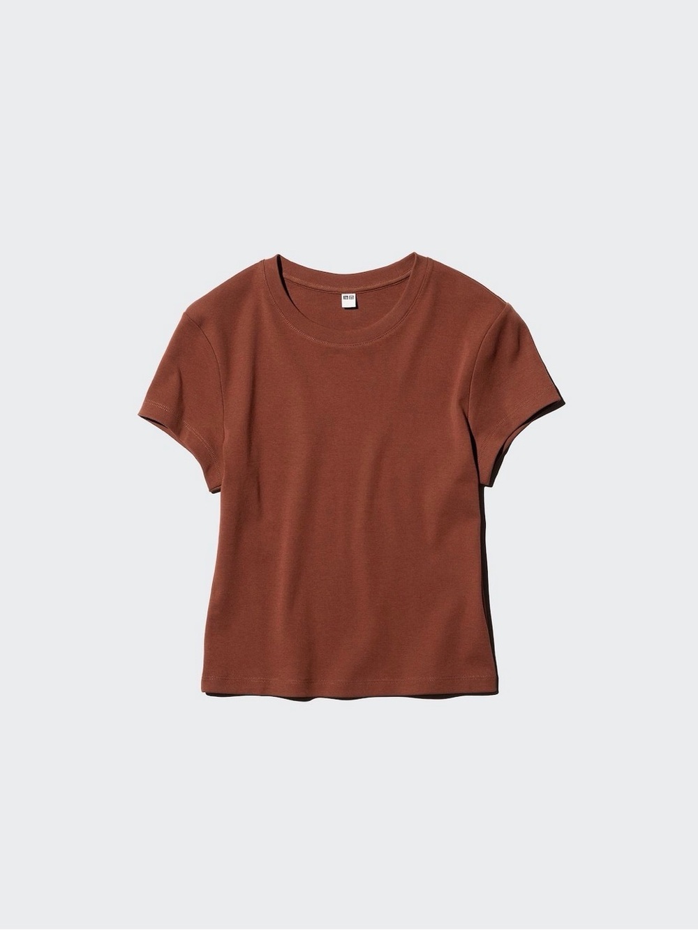 Uniqlo Womenโs Short Sleeve Crewneck Top - Rust Brown